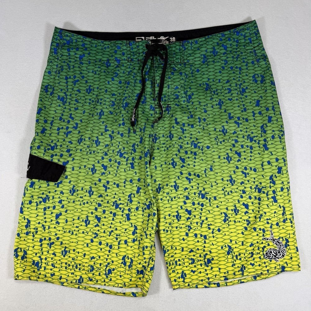 Pelagic High Performance Mens Dorado Swim Trunks Board Shorts‎ Size 38